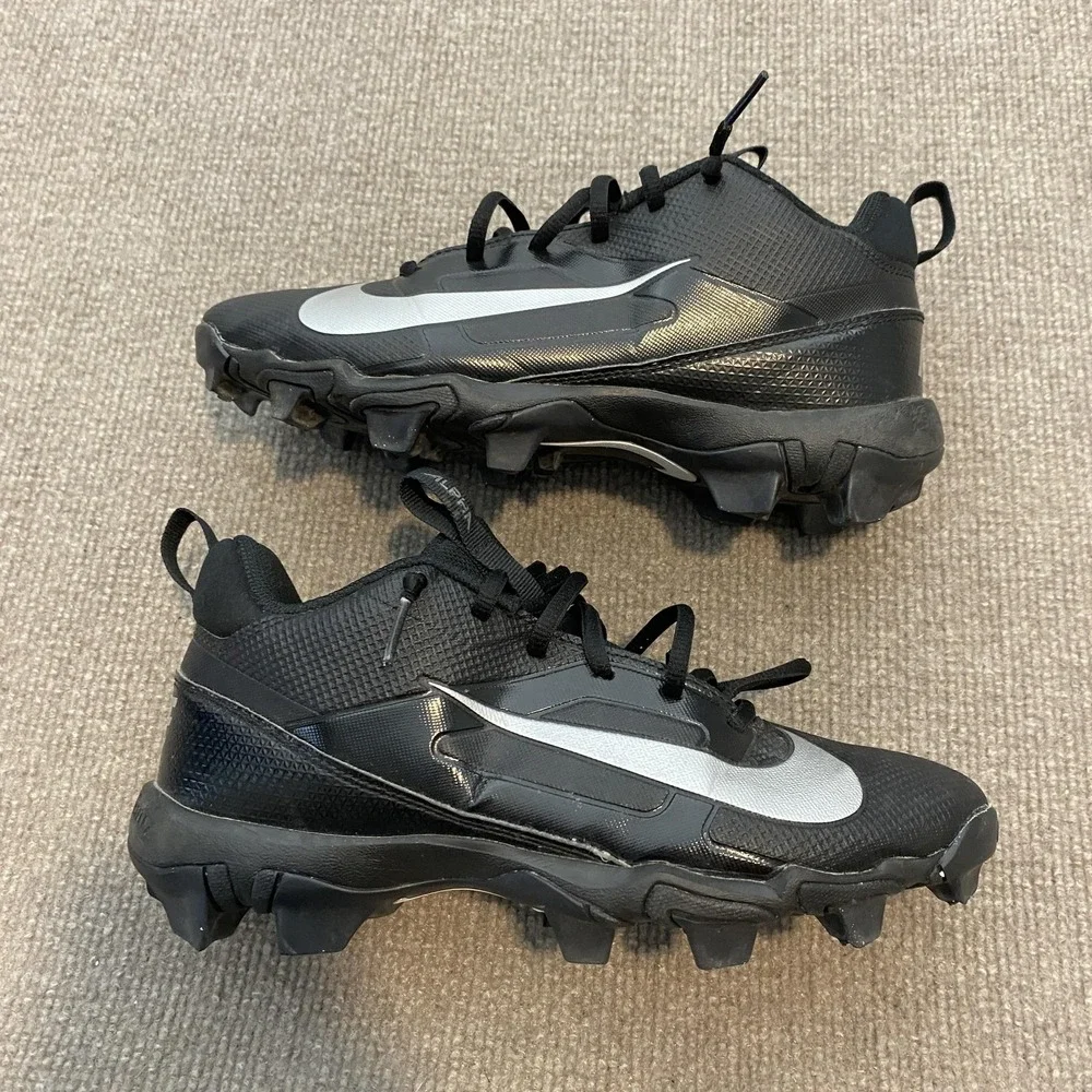 Nike Alpha Shoes Youth 6Y Football Cleats Black Silver FQ4012-002 Fastflex